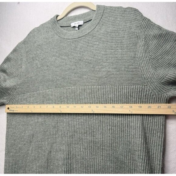 REISS Marcus Crew Neck Ribbed Jumper Top in Sage Sz XL Men's Wool Alpaca Sweater - Picture 9 of 11